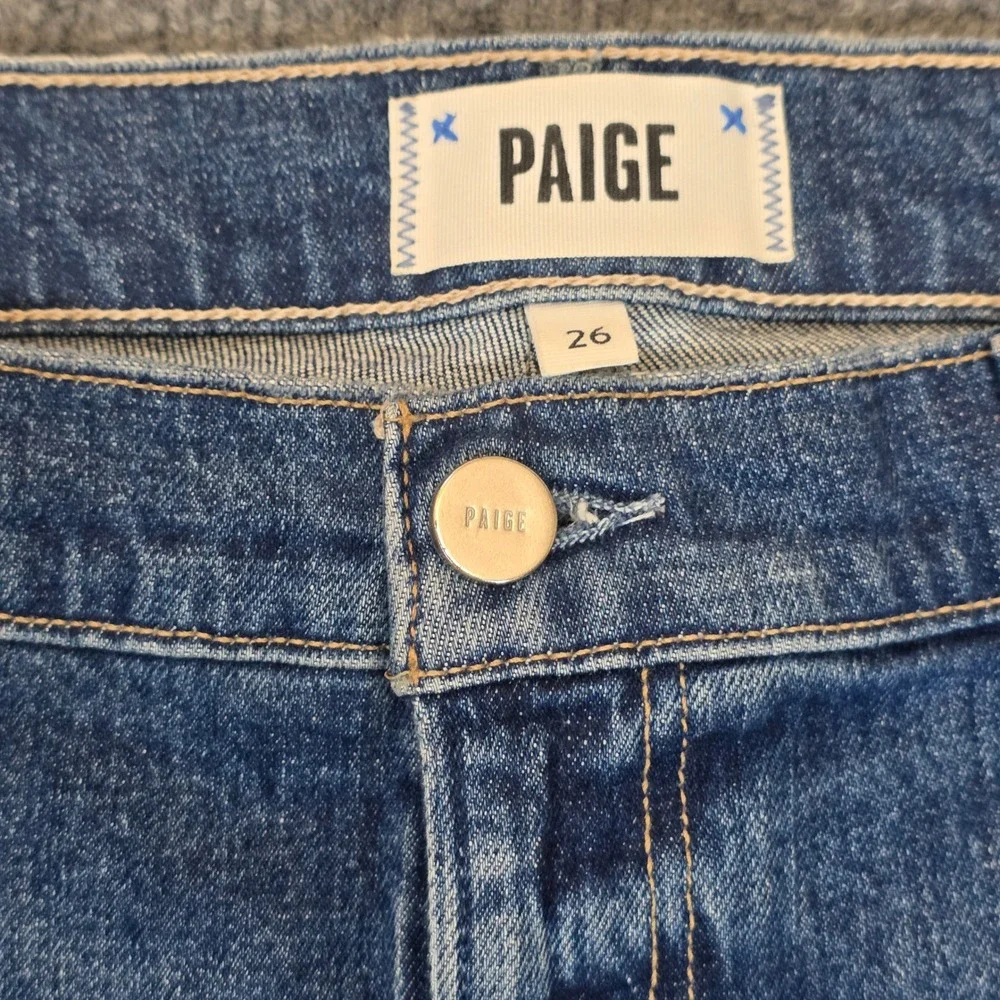 Paige Noella Maternity Jeans Womens 30W X 26L Blue Straight Leg‎ Elastic Stretch